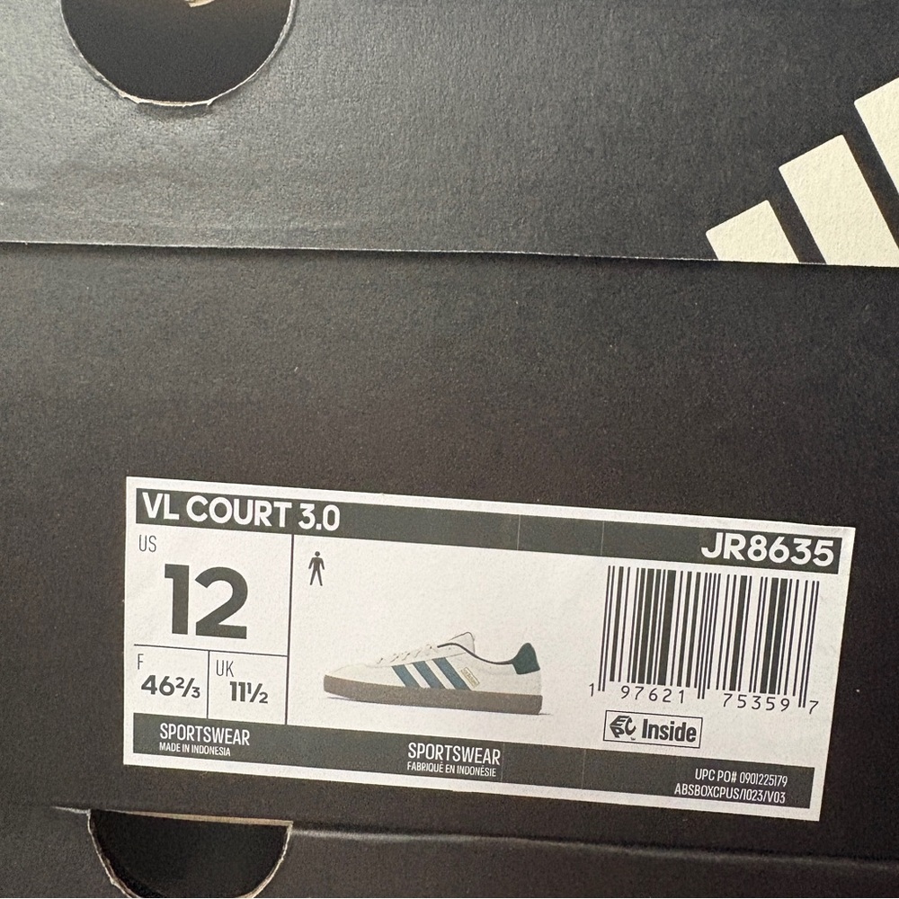 Adidas VL Court 3.0 Sneaker Casual Shoes White Green Teal JR8635 Men's Sz - Picture 15 of 16